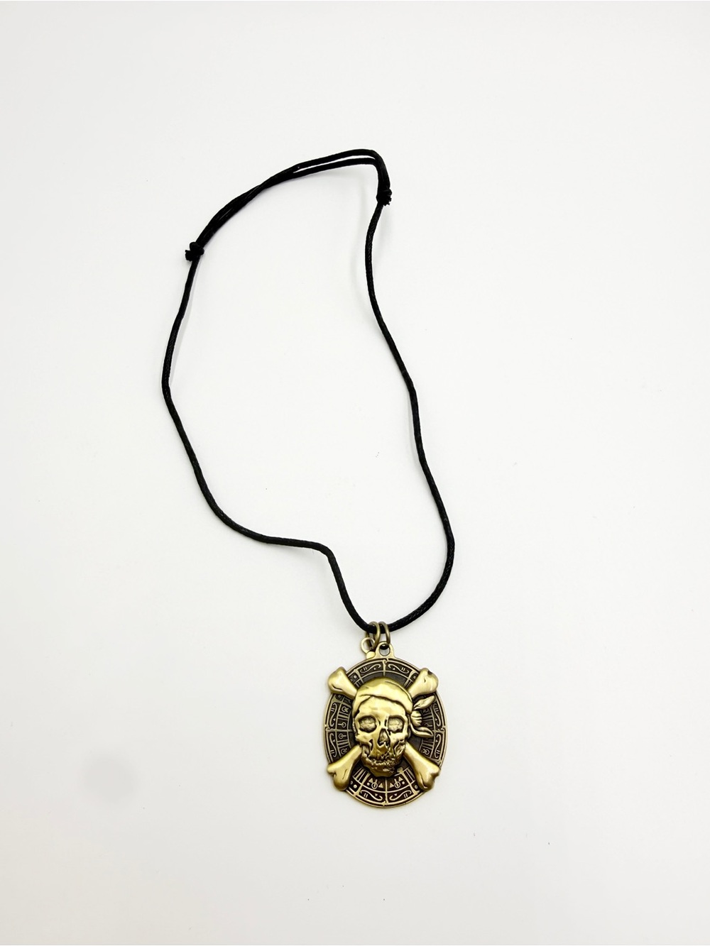 Pirate Skull Medallion Adjustable Cord Necklace with Signed Rebecca Charm - Picture 4 of 11
